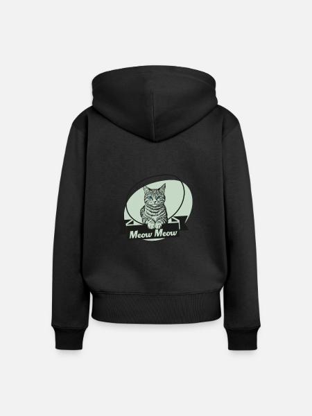 Katze, Miau - Frauen Premium Bio Zip Hoodie -