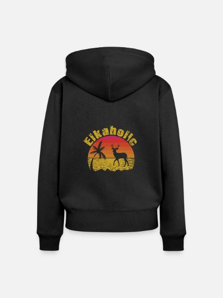 Elchjagd Elkaholische Jäger - Frauen Premium Bio Zip Hoodie - Schwarz