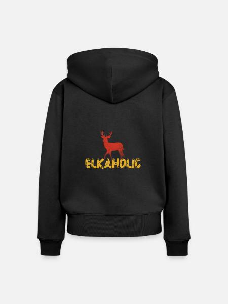 Elchjagd Elkaholische Jäger - Frauen Premium Bio Zip Hoodie - Schwarz