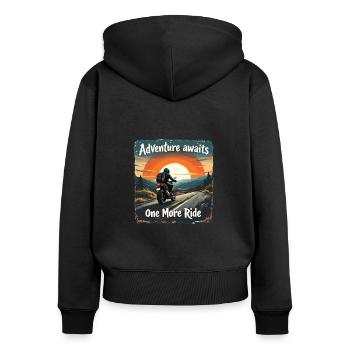 Adventure Awaits Motorrad Motorradfahrer Motorrad - Frauen Premium Bio Zip Hoodie - Schwarz - Hinten - Julia (174cm)
