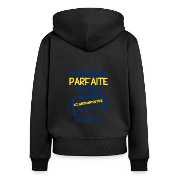 Supportrice Clermontoise Rugby - Sweat à capuche zippé Premium bio Femme - noir - Dos - Julia (174cm)