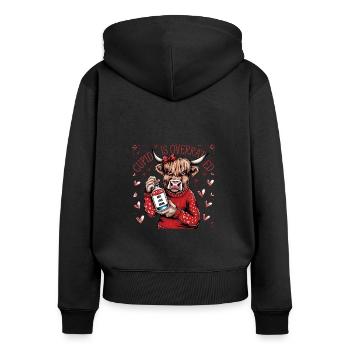 Single Valentine's Day Love Cupid Funny Saying - Women's Premium Organic Zip Hoodie - black - Back - Julia (174cm)