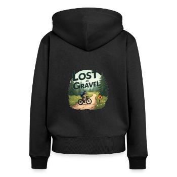Perdu sur le gravier Vélo de gravier Vélos de gravier - Sweat à capuche zippé Premium bio Femme - noir - Dos - Julia (174cm)