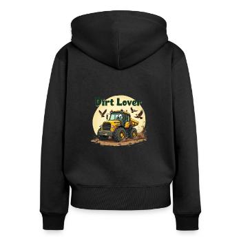 Dirt Lover Design – Lustiges Bagger Motiv - Frauen Premium Bio Zip Hoodie - Schwarz - Hinten - Julia (174cm)