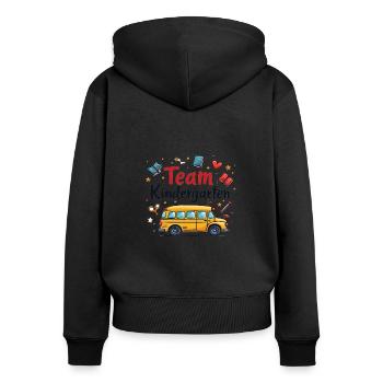 Team Kindergarten – Süßes Design für Kinder - Frauen Premium Bio Zip Hoodie - Schwarz - Hinten - Julia (174cm)