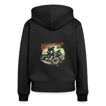 Motocross Dad – Un design plein d’action pour les papas - Sweat à capuche zippé Premium bio Femme - noir - Dos - Julia (174cm)