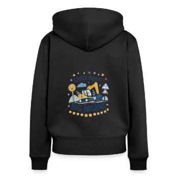 Little Digger Big Dreams – Süßes Bagger Design - Frauen Premium Bio Zip Hoodie - Schwarz - Hinten - Julia (174cm)