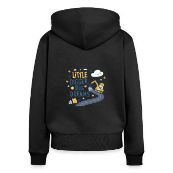 Little Digger Big Dreams – Süßes Bagger Design - Frauen Premium Bio Zip Hoodie - Schwarz - Hinten - Julia (174cm)