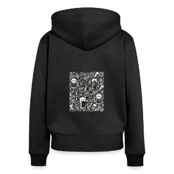 Beer Lover - Hopfen & Malz - Frauen Premium Bio Zip Hoodie - Schwarz - Hinten - Julia (174cm)
