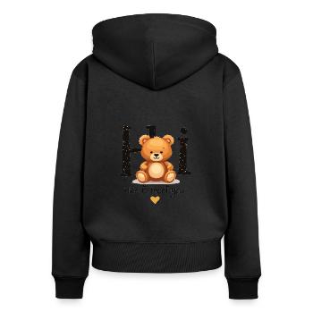 Niedliches Teddy-Motiv – Kindermode mit Herz - Frauen Premium Bio Zip Hoodie - Schwarz - Hinten - Julia (174cm)