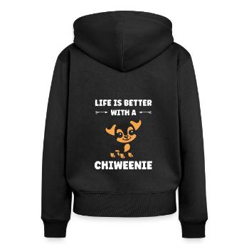 Chiweenie - Sweat à capuche zippé Premium bio Femme - noir - Dos - Julia (174cm)