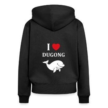 Dugong - Frauen Premium Bio Zip Hoodie - Schwarz - Hinten - Julia (174cm)