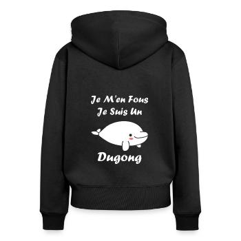 Dugong - Frauen Premium Bio Zip Hoodie - Schwarz - Hinten - Julia (174cm)