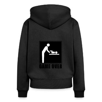 Game Over Future papa - Sweat à capuche zippé Premium bio Femme - noir - Dos - Julia (174cm)