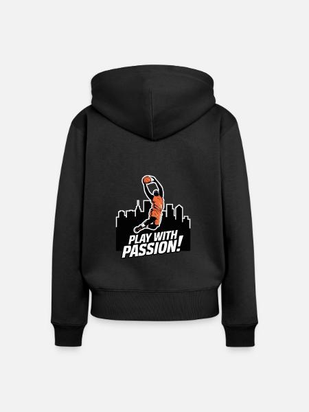 BASKETBALL SPIELEN - Frauen Premium Bio Zip Hoodie - Schwarz