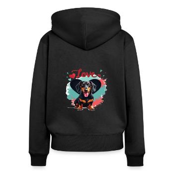 Teckel Chien Amour Teckel Dog Friends Amoureux des animaux - Sweat à capuche zippé Premium bio Femme - noir - Dos - Julia (174cm)