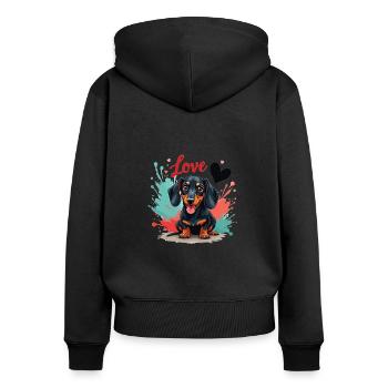 Teckel Chien Amour Teckel Dog Friends Amoureux des animaux - Sweat à capuche zippé Premium bio Femme - noir - Dos - Julia (174cm)