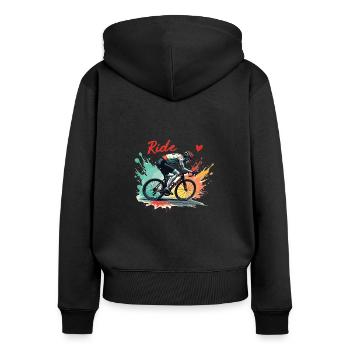 Vélo de route Vélo de route Vélos de route pour les amateurs de cyclisme Motard - Sweat à capuche zippé Premium bio Femme - noir - Dos - Julia (174cm)