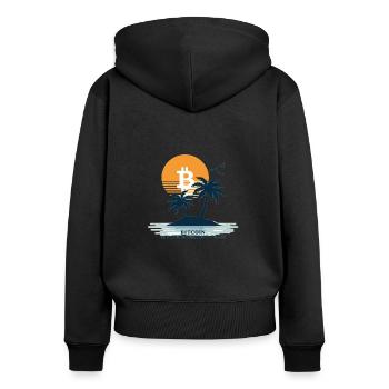 Retraite Bitcoin Btc – Investisseurs et traders en crypto - Sweat à capuche zippé Premium bio Femme - noir - Dos - Julia (174cm)