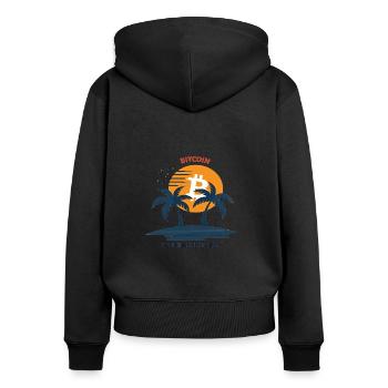 Retraite Bitcoin Btc – Investisseurs et traders en crypto - Sweat à capuche zippé Premium bio Femme - noir - Dos - Julia (174cm)