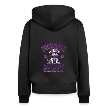 Football & Hund Football American Football - Frauen Premium Bio Zip Hoodie - Schwarz - Hinten - Julia (174cm)