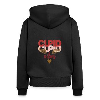 Romantisches Valentinstag Liebe & Valentinstag - Frauen Premium Bio Zip Hoodie - Schwarz - Hinten - Julia (174cm)