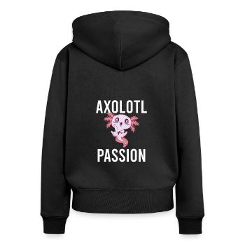Axolotl Vintage Amphibian Aquatic Sprüche - Frauen Premium Bio Zip Hoodie - Schwarz - Hinten - Julia (174cm)