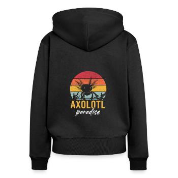 Axolotl Vintage Amphibian Aquatic Sprüche - Frauen Premium Bio Zip Hoodie - Schwarz - Hinten - Julia (174cm)