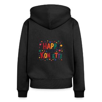 Costume de carnaval heureux avec des confettis carnaval - Sweat à capuche zippé Premium bio Femme - noir - Dos - Julia (174cm)