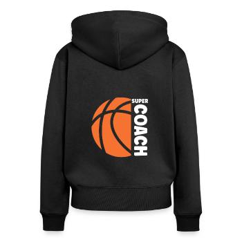 Coach de Basketball - Women's Premium Organic Zip Hoodie - black - Back - Julia (174cm)