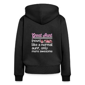 Great-Aunt Definition Funny - Women's Premium Organic Zip Hoodie - black - Back - Julia (174cm)