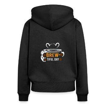Kaffee Coffee Koffein Vintage Cafe Sprüche - Frauen Premium Bio Zip Hoodie - Schwarz - Hinten - Julia (174cm)