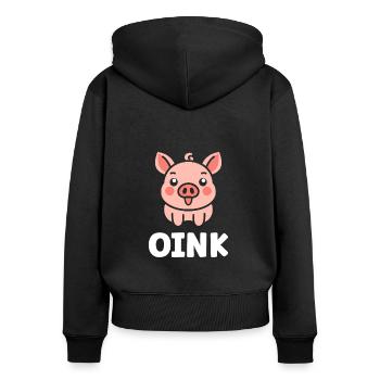 cochon - Sweat à capuche zippé Premium bio Femme - noir - Dos - Julia (174cm)