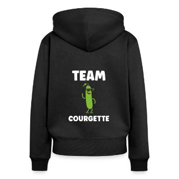 Zucchini-Humor - Frauen Premium Bio Zip Hoodie - Schwarz - Hinten - Julia (174cm)