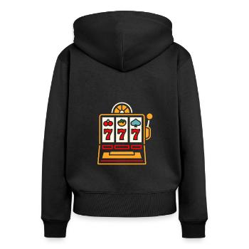 Kasino - Frauen Premium Bio Zip Hoodie - Schwarz - Hinten - Julia (174cm)