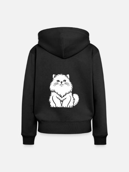 Perserkatze - Frauen Premium Bio Zip Hoodie - Schwarz