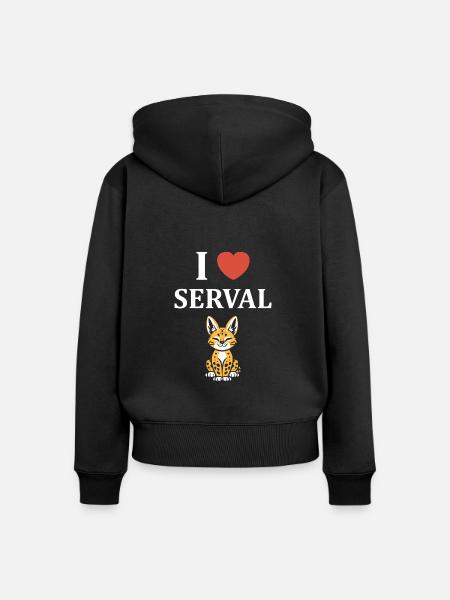 Serval - Frauen Premium Bio Zip Hoodie - Schwarz