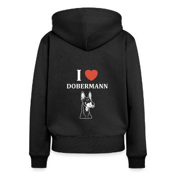 dobermann - Sweat à capuche zippé Premium bio Femme - noir - Dos - Julia (174cm)