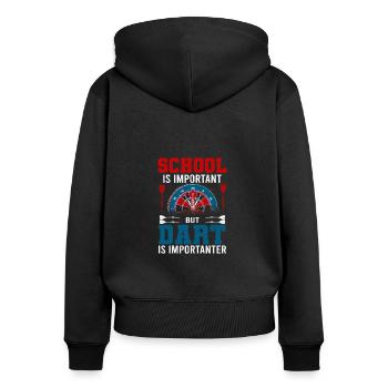 Dart Darts Darten Vintage Dartpfeile Dartscheibe - Frauen Premium Bio Zip Hoodie - Schwarz - Hinten - Julia (174cm)