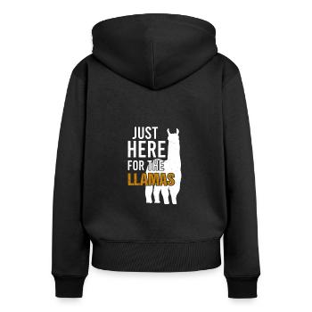 Alpaka Llama Vintage Animal Sprüche - Frauen Premium Bio Zip Hoodie - Schwarz - Hinten - Julia (174cm)