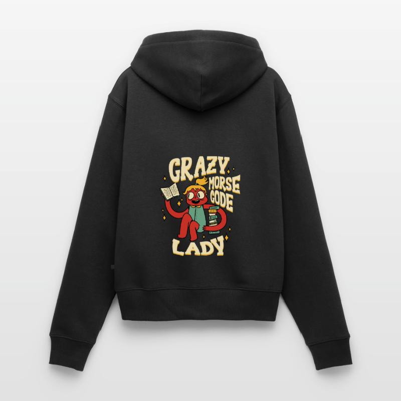 Morsecode Crazy Morse Code Lady Frauen Premium Bio Zip Hoodie
