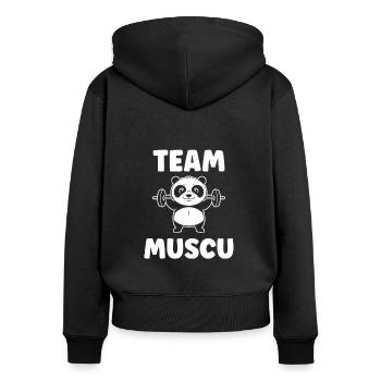 Animaux Humour musculation - Sweat à capuche zippé Premium bio Femme - noir - Dos - Julia (174cm)