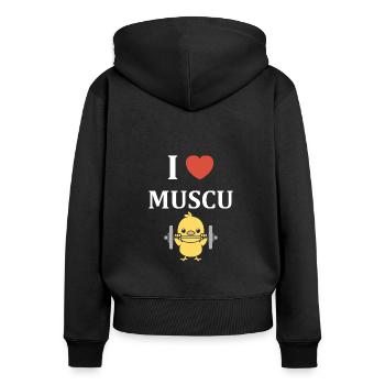 Animaux Humour musculation - Sweat à capuche zippé Premium bio Femme - noir - Dos - Julia (174cm)
