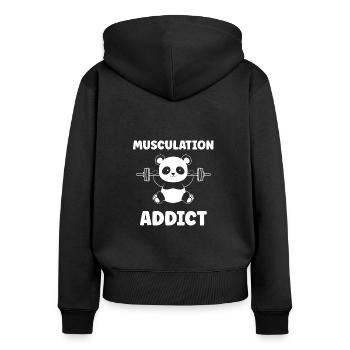Animaux Humour musculation - Sweat à capuche zippé Premium bio Femme - noir - Dos - Julia (174cm)