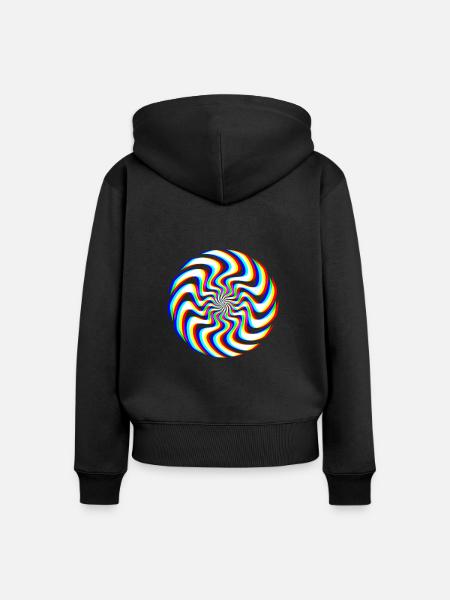 Glitch Spirale – Optische Täuschung - Frauen Premium Bio Zip Hoodie - Schwarz