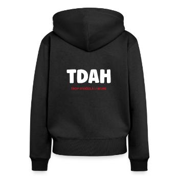 TDAH - Sweat à capuche zippé Premium bio Femme - noir - Dos - Julia (174cm)