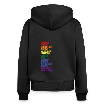 LGBT Pride equality no human is illegal - Women's Premium Organic Zip Hoodie - black - Back - Julia (174cm)
