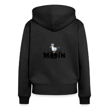 Moin Fischköppe Norddeutschland Küste Nordsee - Frauen Premium Bio Zip Hoodie - Schwarz - Hinten - Julia (174cm)