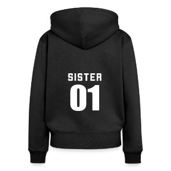 Sister 01 Sister 02 Sister 03 BFF Freundschafts - Frauen Premium Bio Zip Hoodie - Schwarz - Hinten - Julia (174cm)