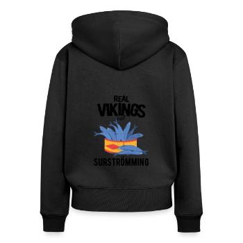 Surströmming Scandinavie Suède Vikings - Sweat à capuche zippé Premium bio Femme - noir - Dos - Julia (174cm)